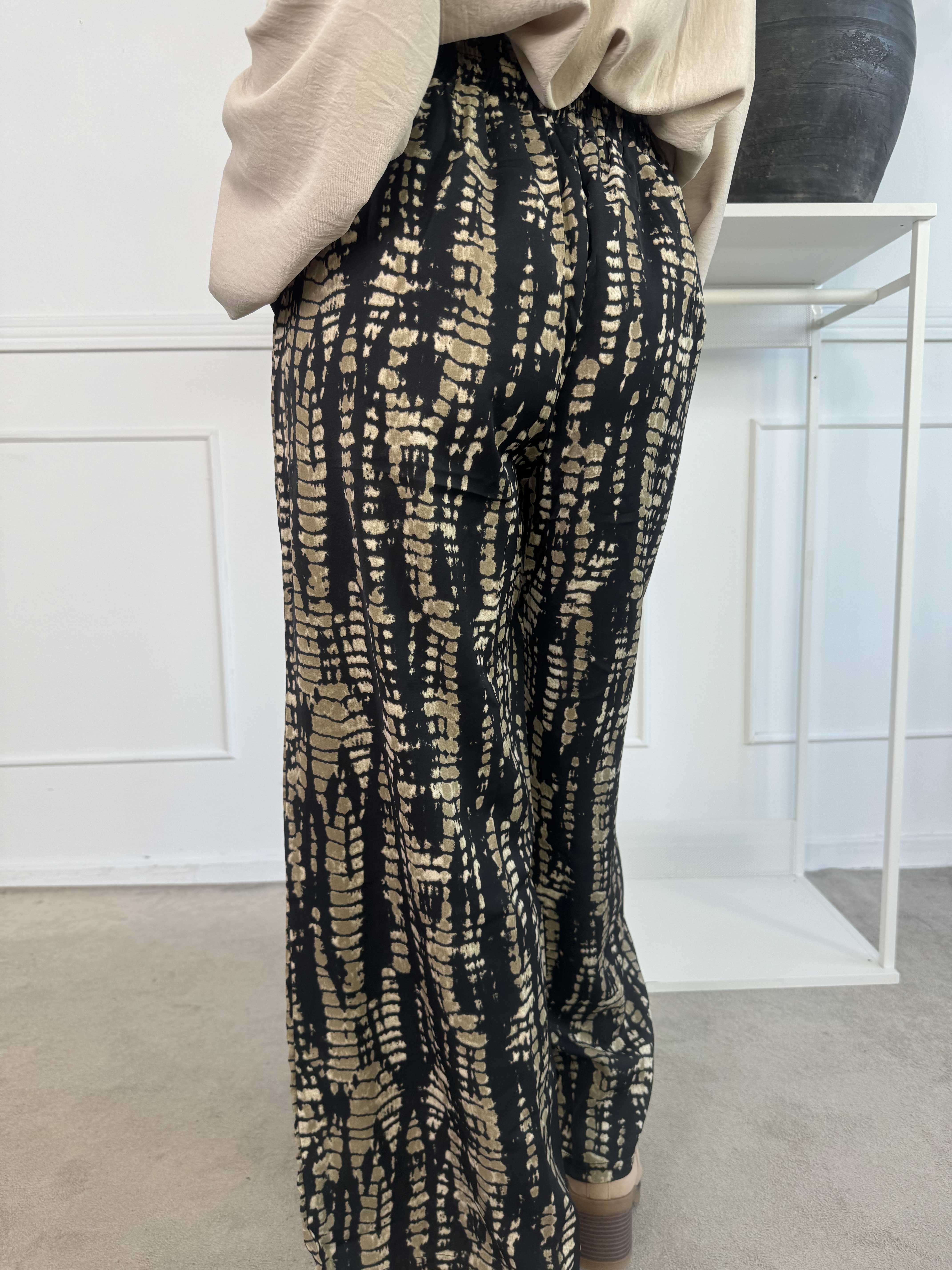 Alexa - Mönstrade lösa byxor med resår i midjan